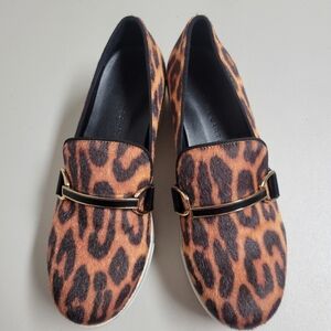 Stella McCartney Binx Platform Slip On Sneakers Faux Fur Leopard Print Size 37.
